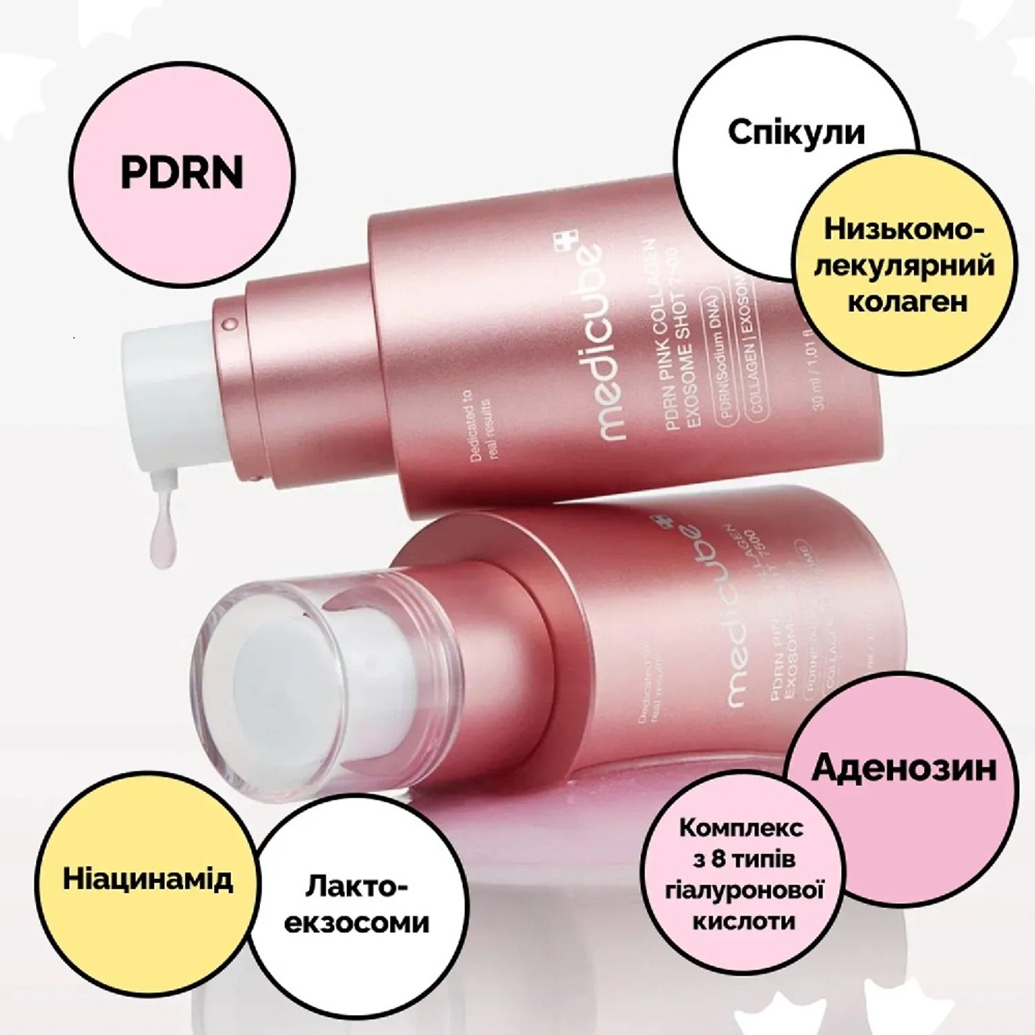Регенерирующая сыворотка с полинуклеотидами, экзосомами и спекулами Medicube PDRN Pink Collagen Exosome Shot