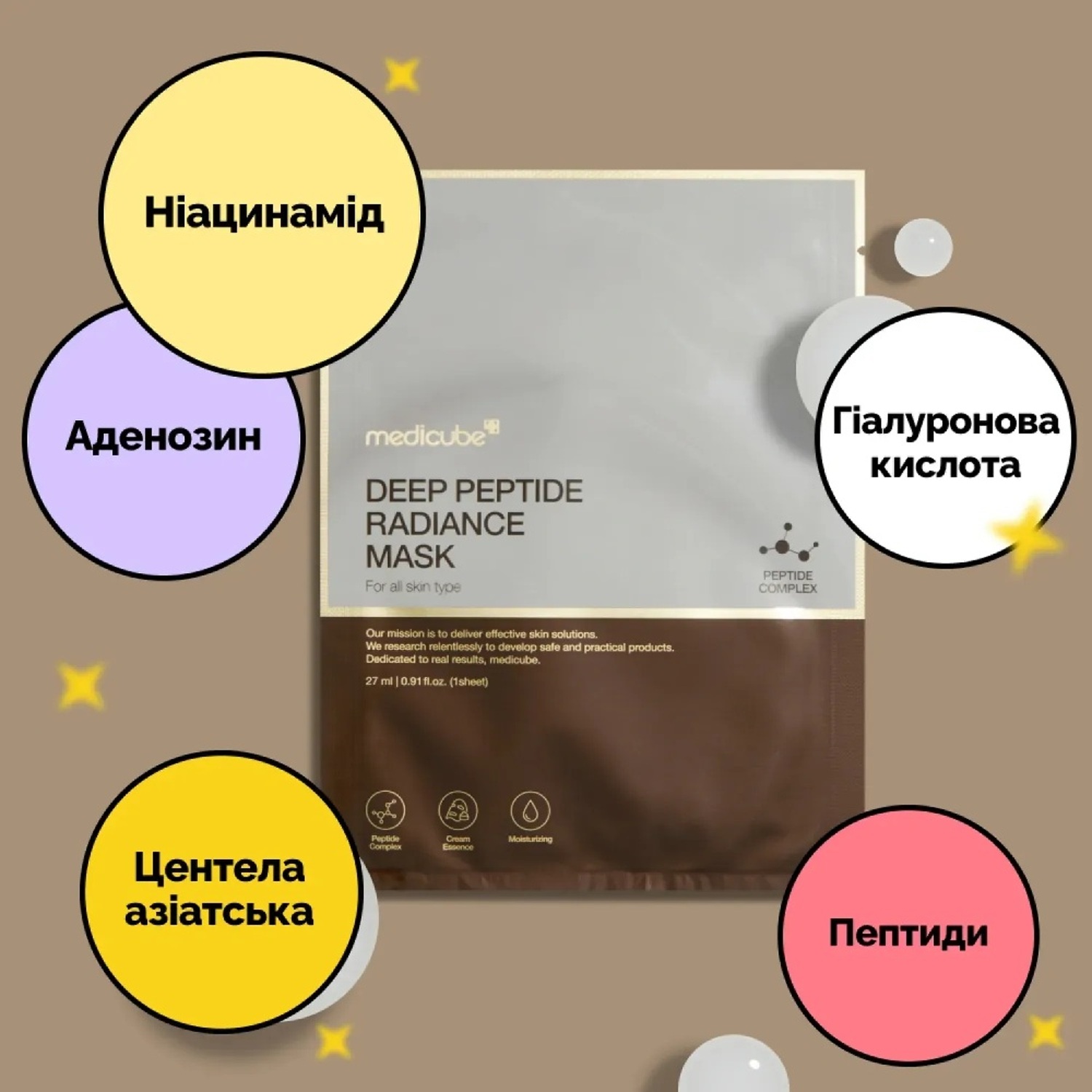Регенерирующая тканевая маска с пептидами Medicube Deep Peptide Radiance Mask
