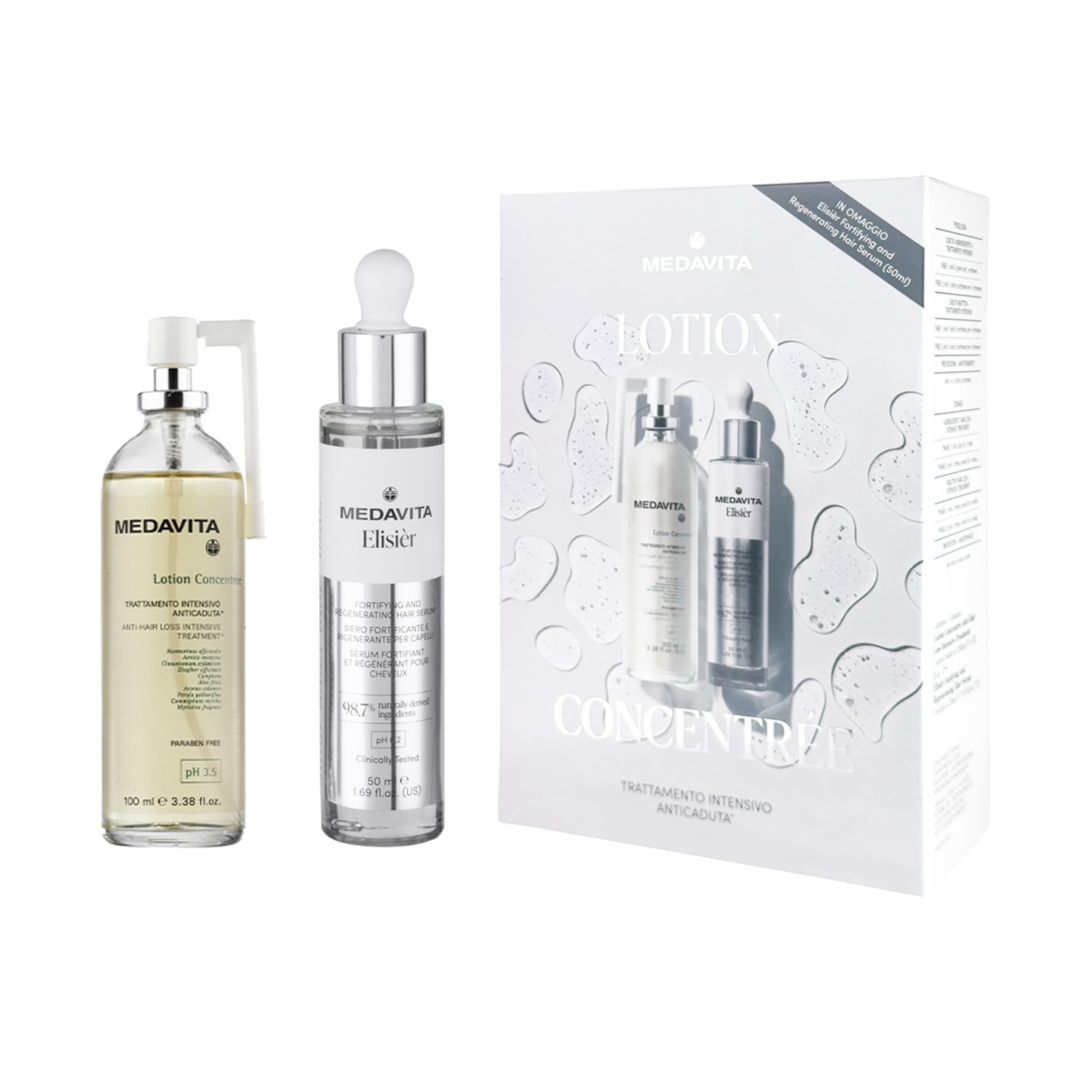 Набір для профілактики та боротьби із випаданням волосся Medavita Lotion Concentrée & Elisièr