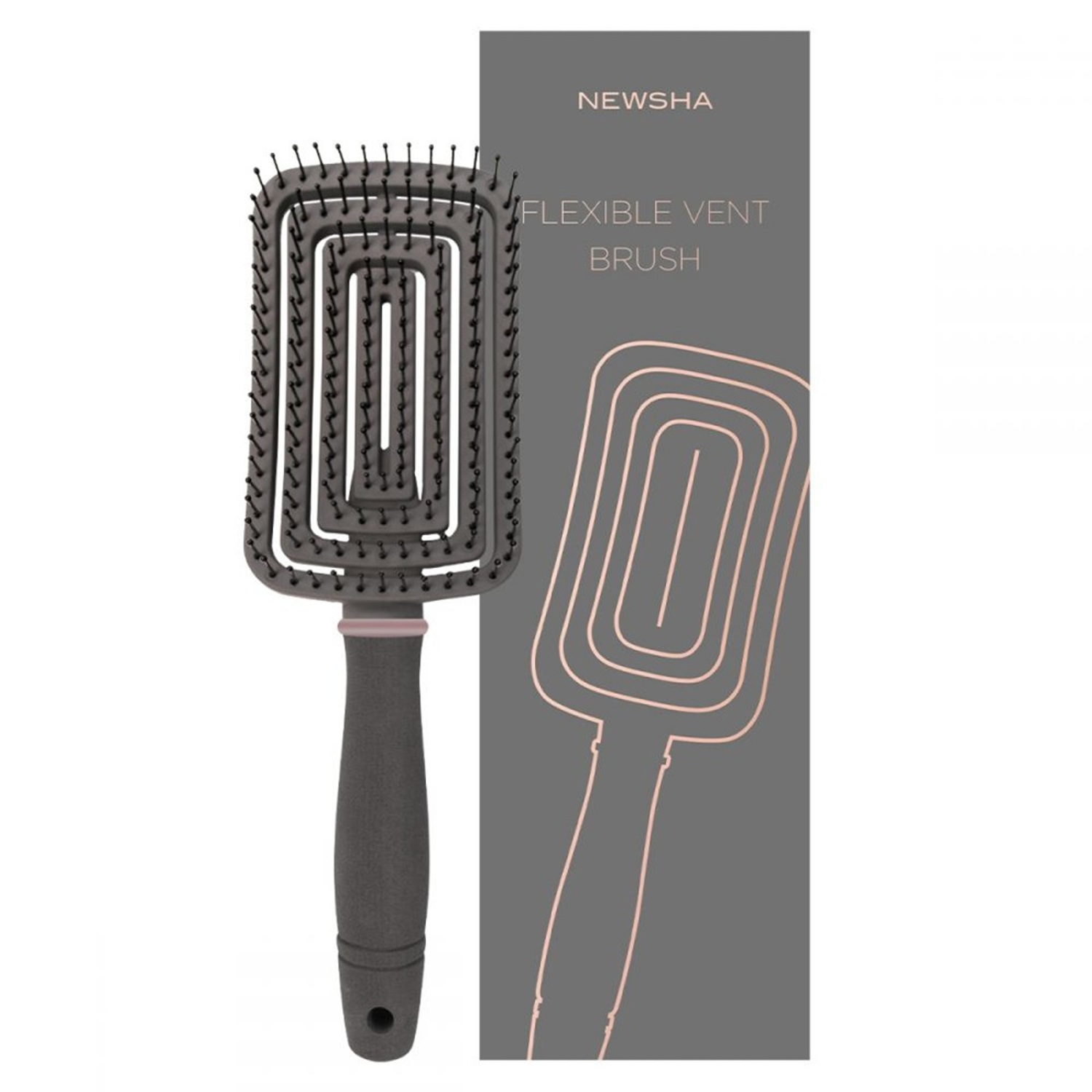 Велика гнучка і продувна щітка для волосся СІРА Newsha Flexible Vent Brush Large