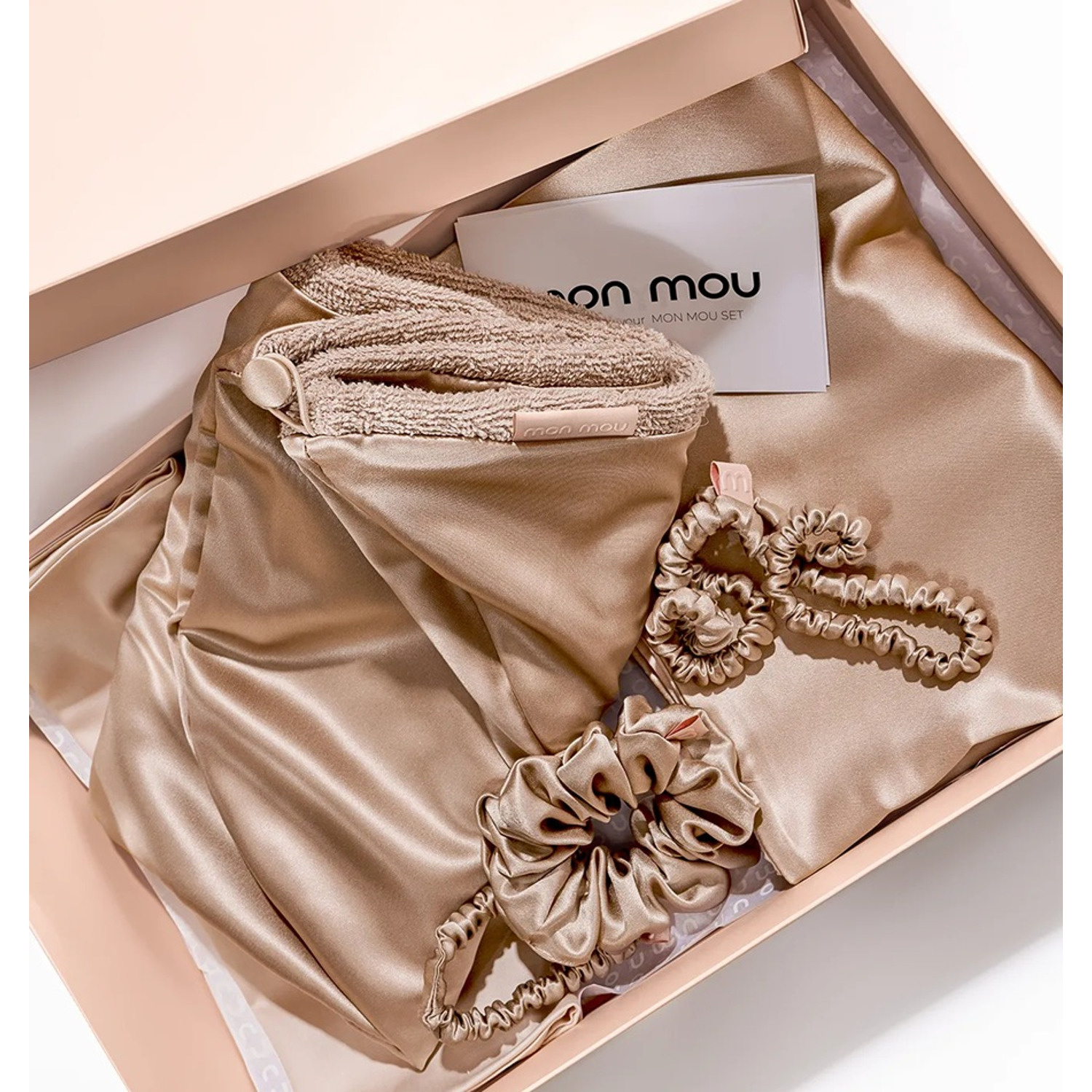 Шелковое полотенце-тюрбан с бахромой Mon Mou Soft Silk Turban Beige