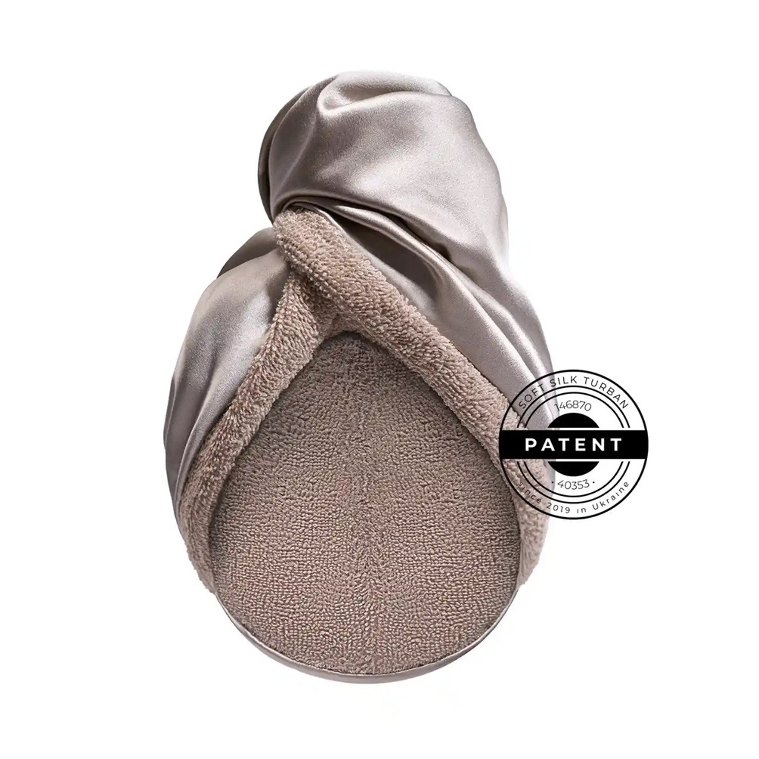 Шелковое полотенце-тюрбан с махрой Mon Mou Soft Silk Turban Taupe