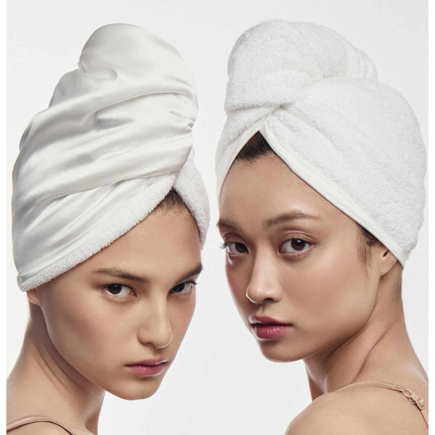 Шелковое полотенце-тюрбан с бахромой Mon Mou Soft Silk Turban White