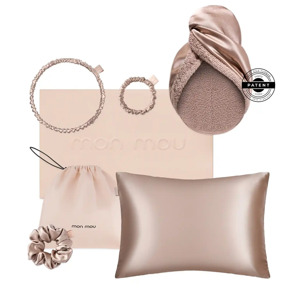 Набор шелковых аксессуаров с натуральным 100% шелком Mon Mou Soft Silk Set Beige